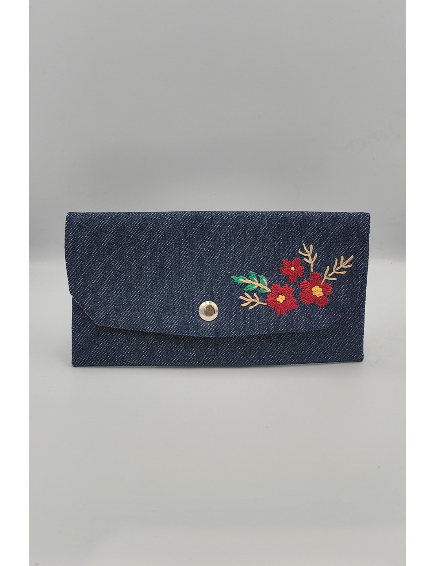 El Yapımı Denim Cüzdan | Nakışlı Kot Kartlık