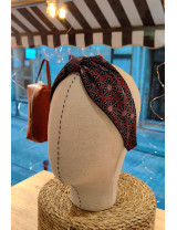 Otantik Desenli Bordo Düğümlü Taç | Kumaş Retro Saç Bandı