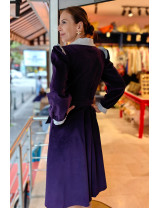 Mor Kadife Vintage Elbise | Beyaz Yaka Detaylı Özel Dikim Craft and Boutique