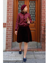 Bordo Ebruli Kısa Hırka | Tweed Dokulu Düğmeli Triko | [Craft and Boutique]