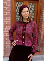 Bordo Ebruli Kısa Hırka | Tweed Dokulu Düğmeli Triko | [Craft and Boutique]