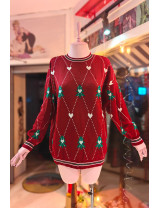 Yılbaşı Kazak Kırmızı | Çam Ağacı Desenli Örgü | Xmas Sweater | Tatil Modası