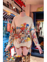 Retro Çizgi karakter Kazak | Oversize Örgü | Çizgi Film Karakterli | Retro Baskılı