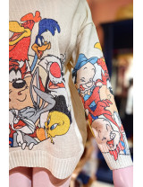 Retro Çizgi karakter Kazak | Oversize Örgü | Çizgi Film Karakterli | Retro Baskılı