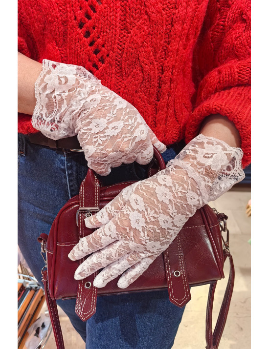Beyaz Dantel Eldivenler | Kısa Romantik Aksesuar | Vintage Stil | [Craft and Boutique]