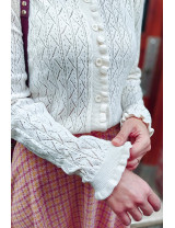 Ajurlu Beyaz Hırka Kadın | Fırfırlı Örgü Hırka Modelleri | [Craft and Boutique]