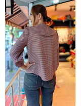 Kazayak Desenli Fiyonklu Bluz Ceket | Gingham Yaka Detaylı Kısa Ceket