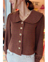 Özel Tasarım Kazayağı Ceket | Kuş Düğmeli Büyük Yakalı Crop Ceket