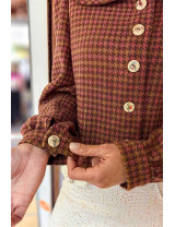 Özel Tasarım Kazayağı Ceket | Kuş Düğmeli Büyük Yakalı Crop Ceket