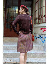 Kahverengi Ajurlu Örgü Hırka | Fırfır Detaylı Retro Slim Fit Hırka