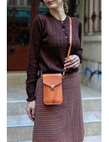 Oranj Deri Telefon Çantası | El Yapımı Mini Crossbody Kılıf