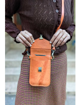 Oranj Deri Telefon Çantası | El Yapımı Mini Crossbody Kılıf