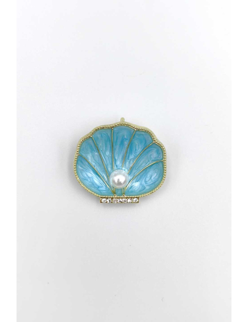 İnci Detaylı Mavi Deniz Kabuğu Broş | Yaz Şıklığı ve Zarafet | [Craft and Boutique]