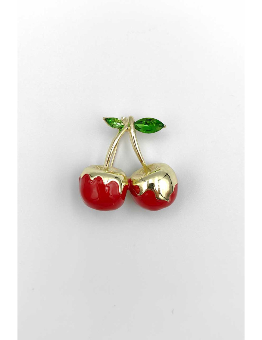 Kırmızı Mine Kiraz Broş | Tatlı ve Şık Meyve Takısı | [Craft and Boutique]