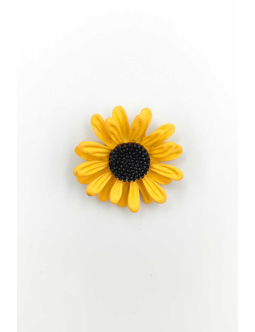 Sarı Siyah Ayçiçeği Broş | Mat Mine Çiçek Takısı| [Craft and Boutique]